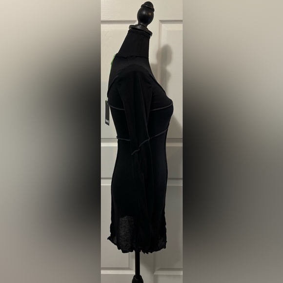 NWT Dolls Kill / Darker Wavs Warp Seamed Asymmetrical Midi Dress - Picture 3 of 8